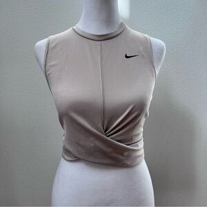 Nike Women's Taupe Crop Twist Tank Top